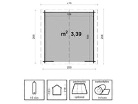 Casetta in legno Giulia cm200x200 pino grezzo non trattato Losa blockhouse