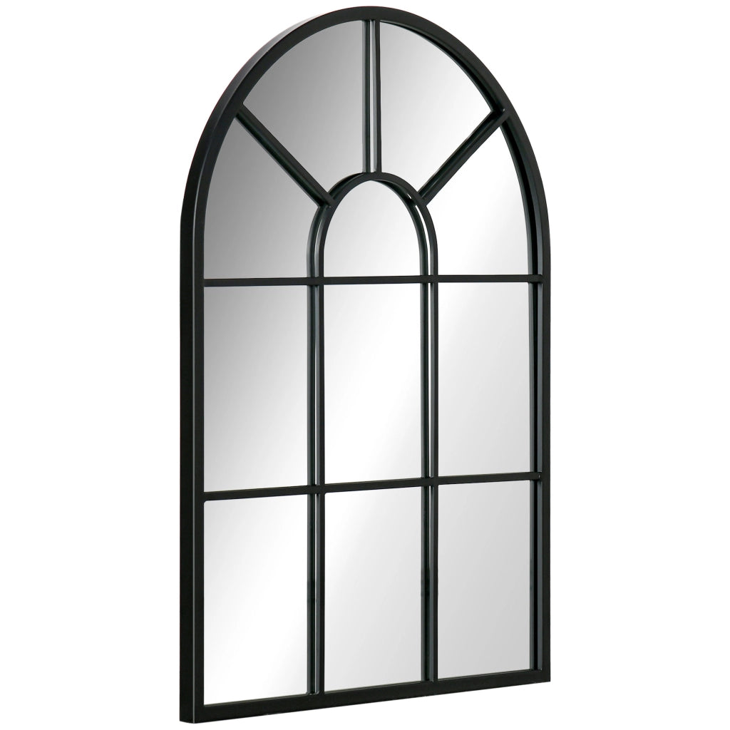 Specchio Moderno a Parete e a forma di Arco 70x50 cm per Camera da Letto e Soggiorno. in Metallo Nero e Vetro
