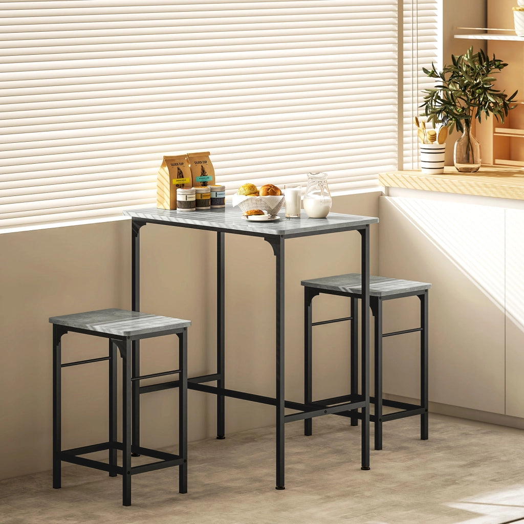 Tavolo da bar con 2 sgabelli ¨C zephmum ¨C grigio, acciaio