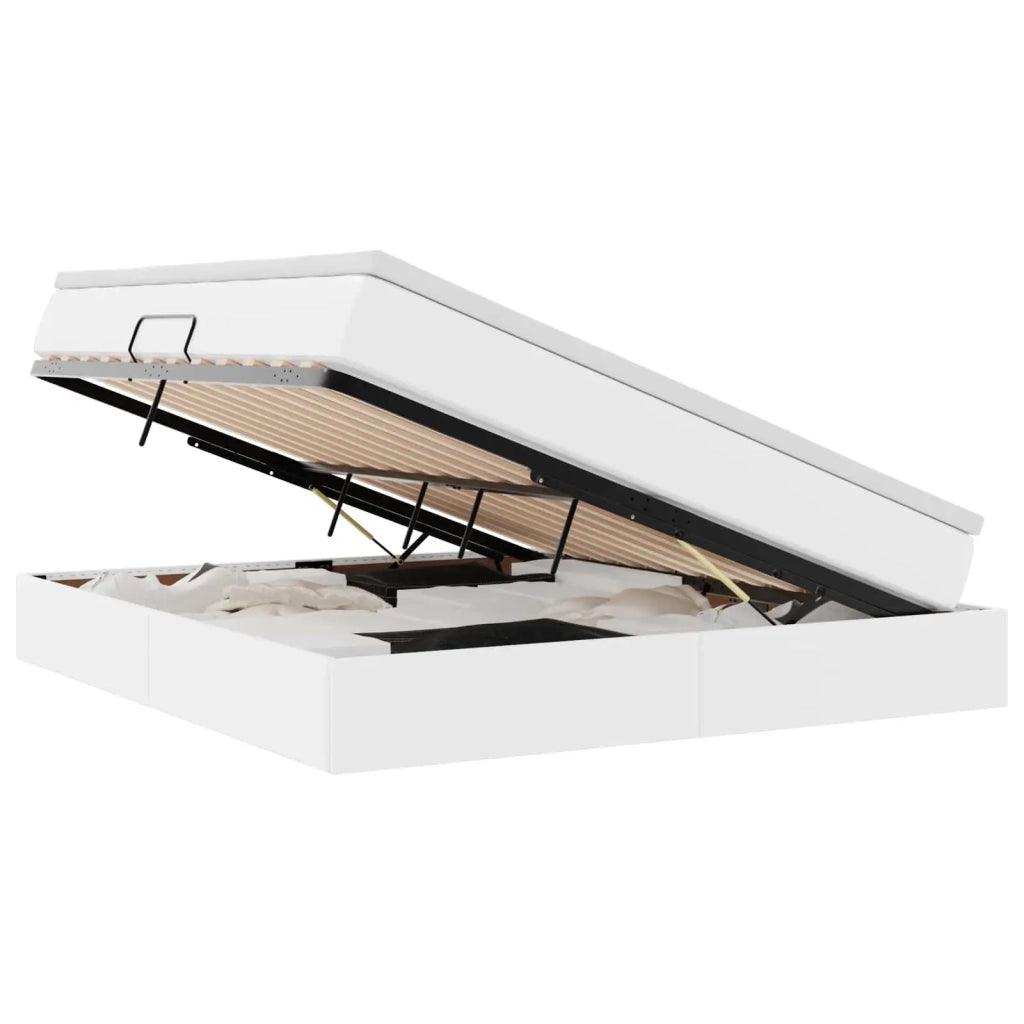Letto con contenitore e materasso Bianco 160 x 200 cm