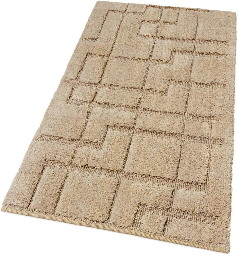 Tappeto Bagno Puro Cotone Morbido 3D Camera Sendiletto Elegante Lavabile Beige 55x120 cm