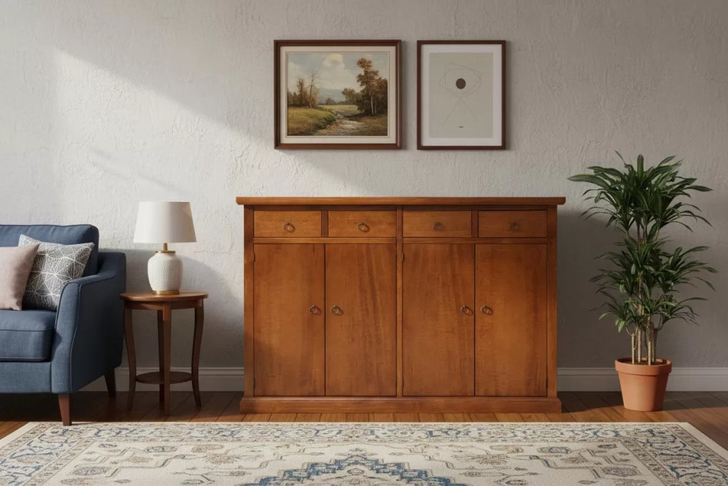 Madia credenza legno 4 porte 4 cassetti arte povera bassano 160x40x110 - Mobili 2G