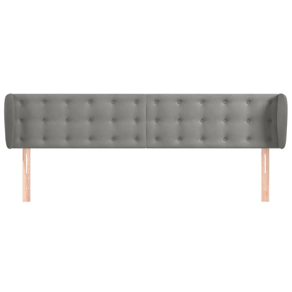 Testiera ad Orecchio-Testata con Orecchie Grigio Chiaro 163x23x78/88 cm in Velluto 281506