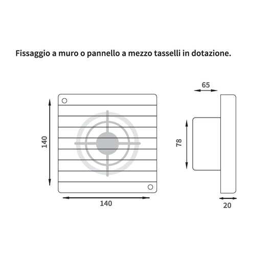 Aspiratore da parete assiale in materiale termoplastico 80