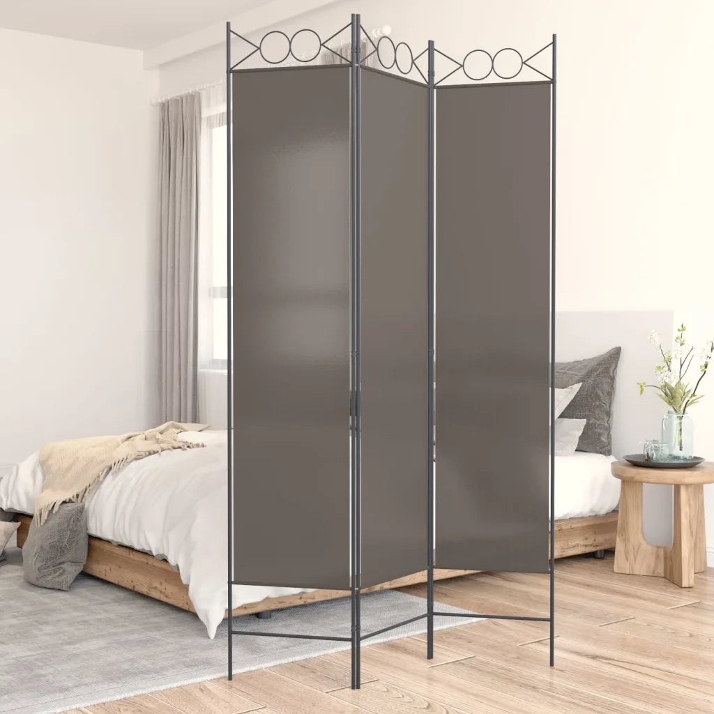 Divisorio a 3 Pannelli Antracite 120x220 cm in Tessuto 350164