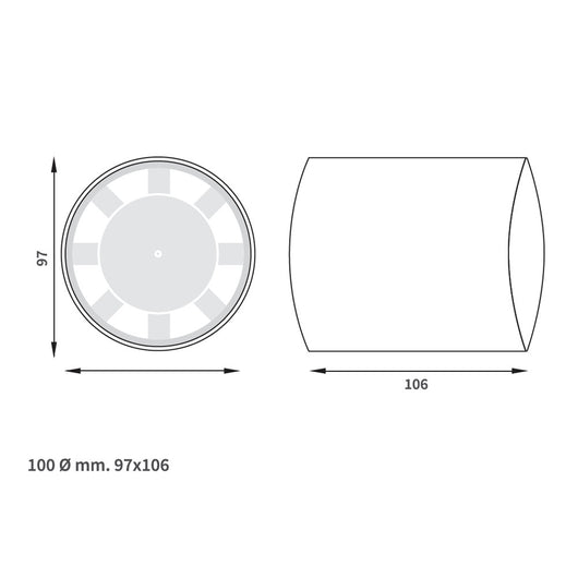 Aspiratore assiale da incasso ad espulsione diretta, foro 100