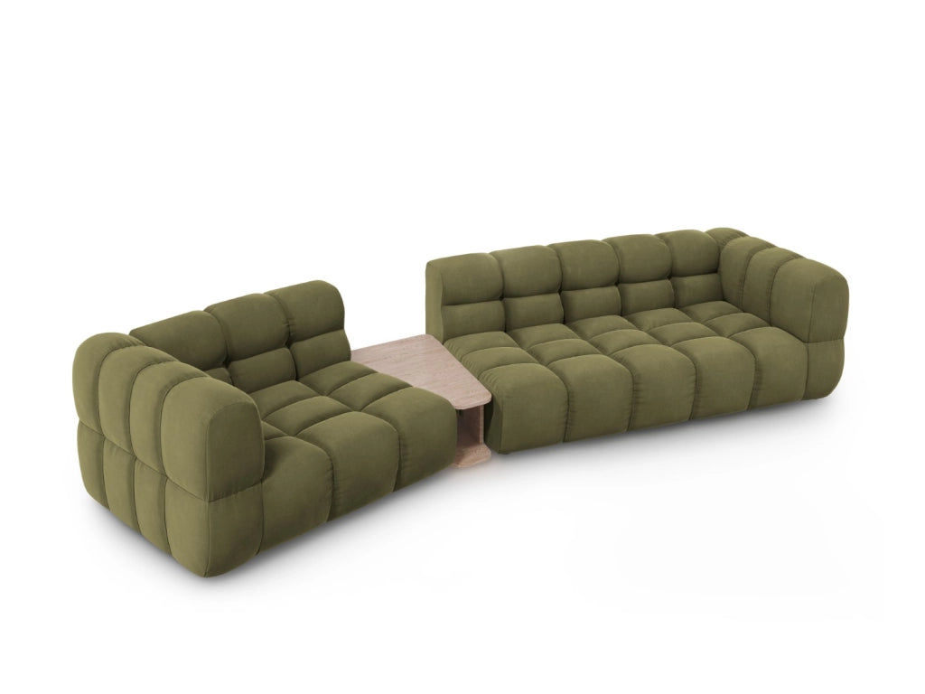 Cosmopolitan Design - Divano modulare sinistro "Sky" 3 posti in velluto verde chiaro 