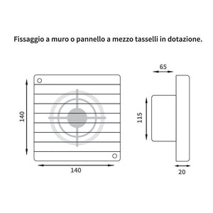 Aspiratore da parete assiale in termoplastico 120 - 15 watt