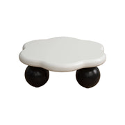 Tavolino da caffè con gambe sferiche - per soggiorno - in MDF - Ø80 x H35 cm - bianco e nero