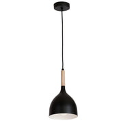 Lampada a sospensione Luminex Noak Wood nera metallo legno E27