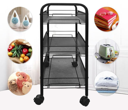 Valora SCAFFALE DA CUCINA MOBILE SU RUOTE Contenitore compatto 3 ripiani