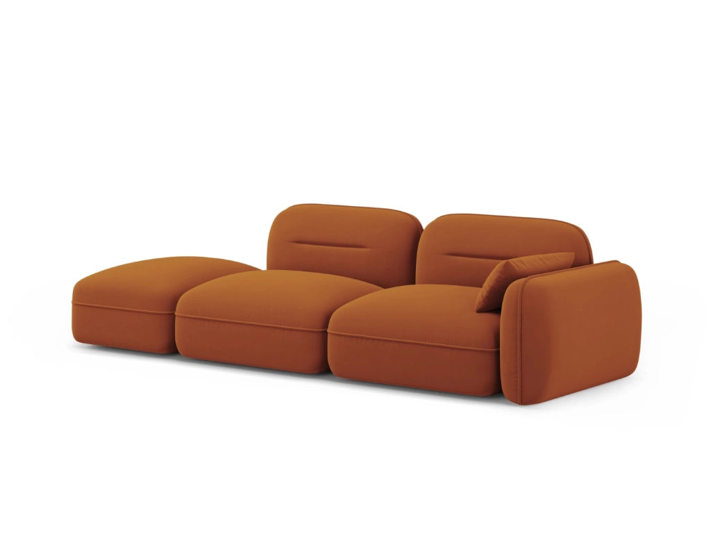 Cosmopolitan Design - Divano modulare sinistro "Sydney" 3 posti in velluto terracotta 