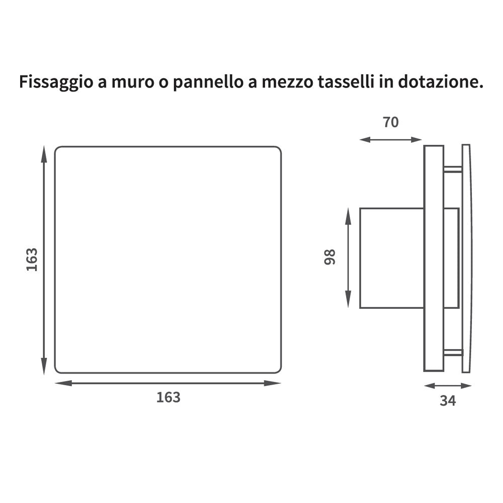 Aspiratore assiale 100 con apertura e chiusura automatica e timer