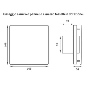 Aspiratore assiale 100 con apertura e chiusura automatica e timer