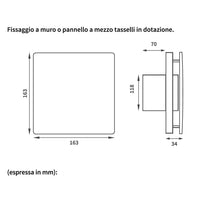 Aspiratore da parete con apertura e chiusura automatica e timer regolabile da 5 a 30 minuti