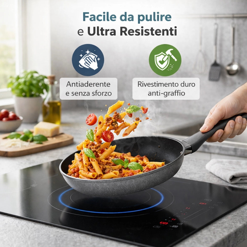 Batteria di Pentole Serena Grigio 11 Pezzi in Alluminio Pressofuso con 3 Mestoli