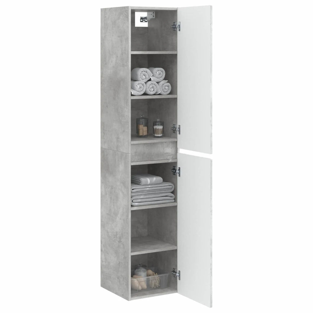Mobiletto da Bagno a Muro Grigio Cemento 33 x 34,5 x 160 cm 890645
