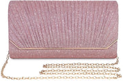 Clutch elegante per la sera, piccola borsa a tracolla per donna con glitter e cinturino rimovibile, borsa da sposa per donna, per festa, cocktail, gala, tempo libero (rosa)