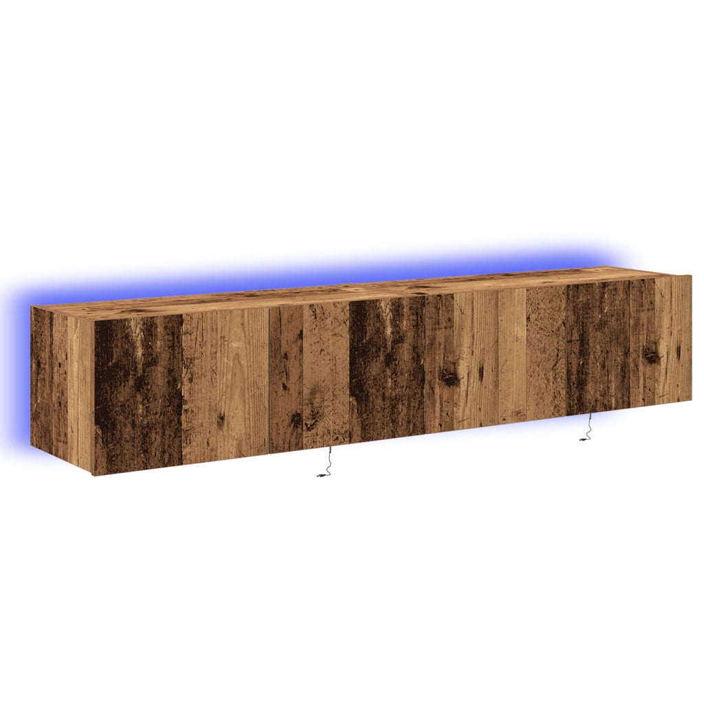 Mobile TV con luci LED 2 pz Legno antico 80x35x31 cm