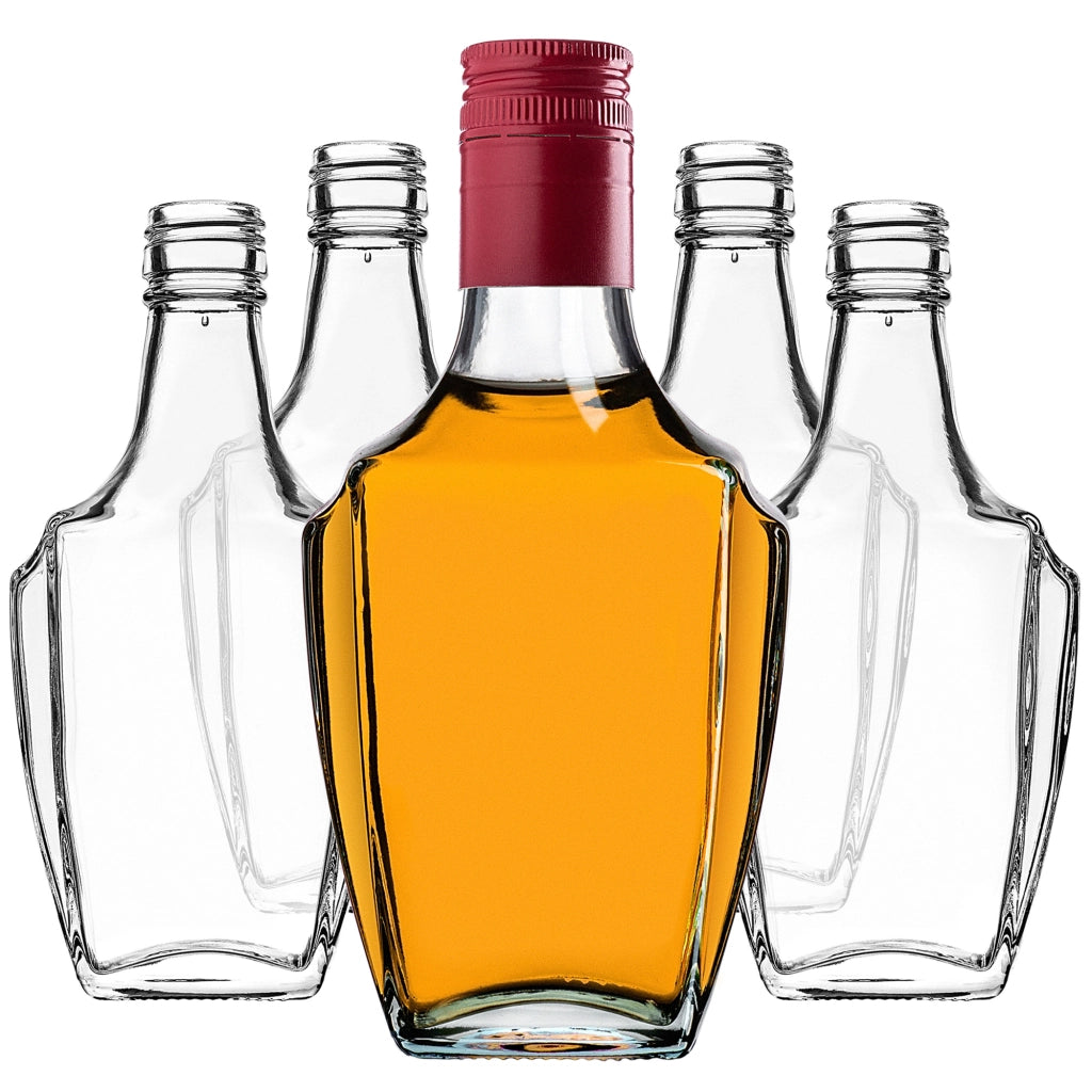 KADAX Bottiglia in Vetro per Tintura 250ml Con Tappo Rosso Lungo 50pz.