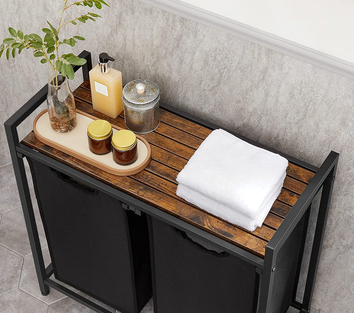 MOBILE BAGNO Valora Cestino Rustico Marrone MDF Telaio in Acciaio