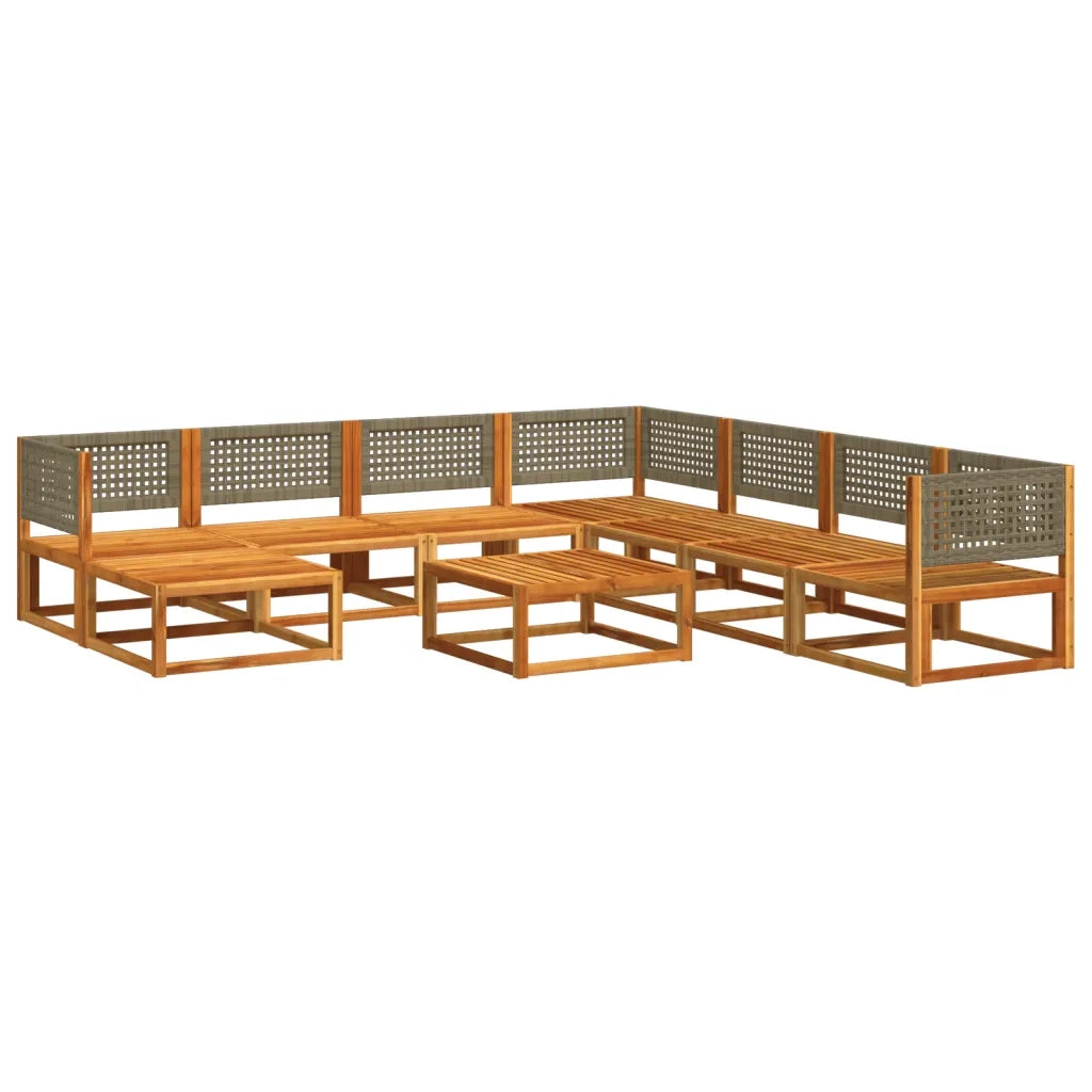 Set di divani da giardino 9 pezzi con cuscini in legno di acacia e rattan