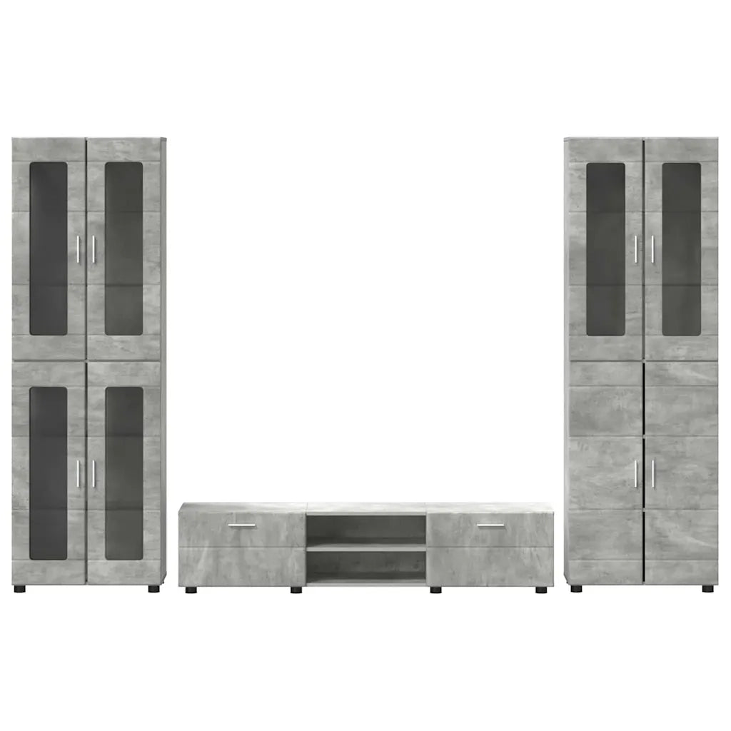 Set mobile TV FLORIN 3 pcs Grigio cemento Legno multistrato 3398007