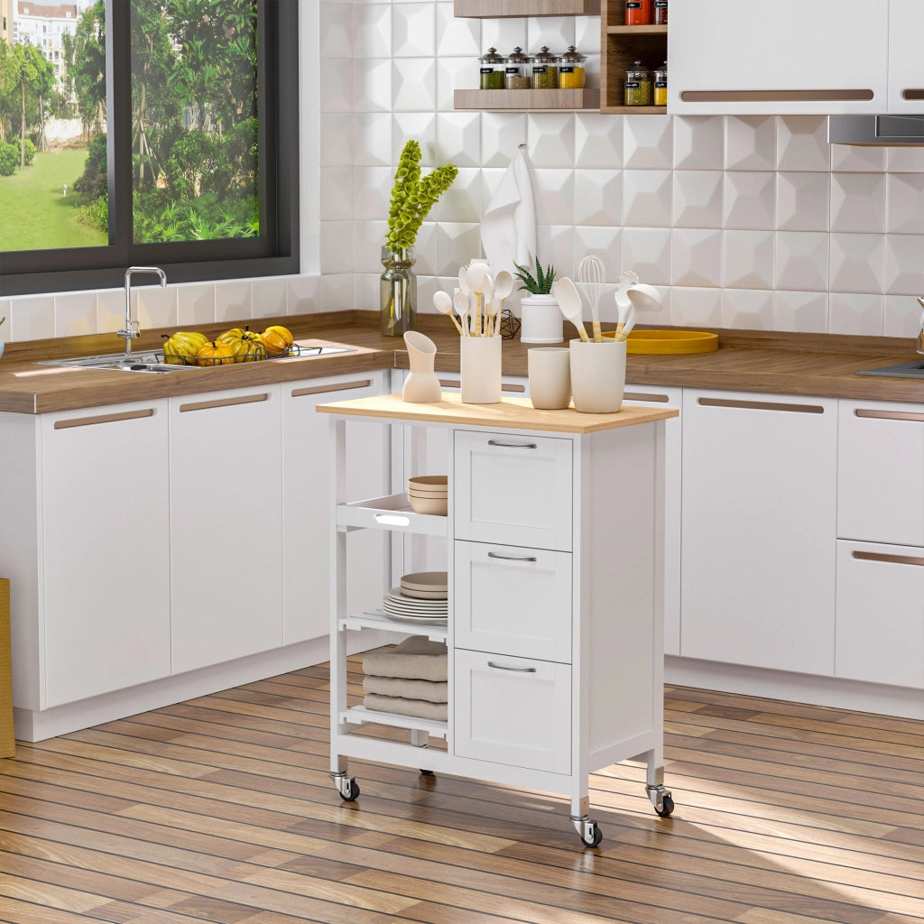 Carrello da cucina con 3 cassetti ¨C Xylo ¨C bianco stile country