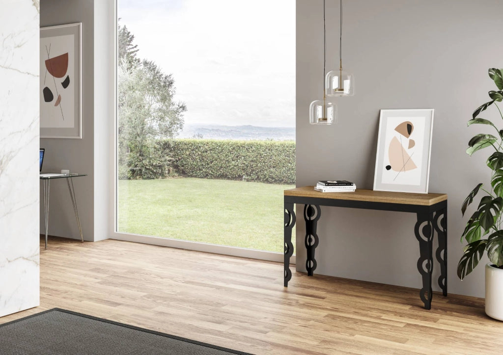 Tavolo Salvaspazio Allungabile 120/200x45/90x80/78 cm Karamay Double Quercia Naturale