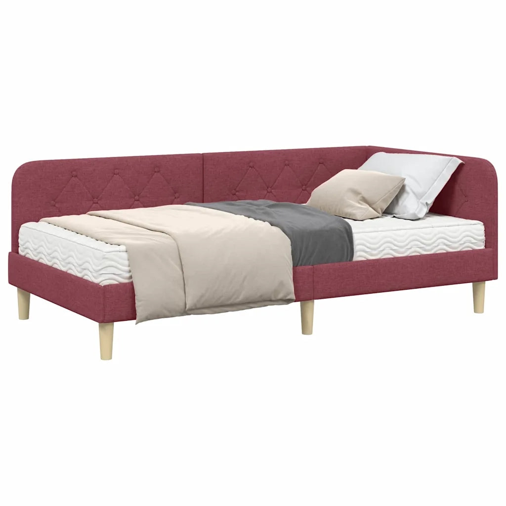 Cornice del letto ad angolo Rosso Vino 90 x 200 cm Tessuto 3394120