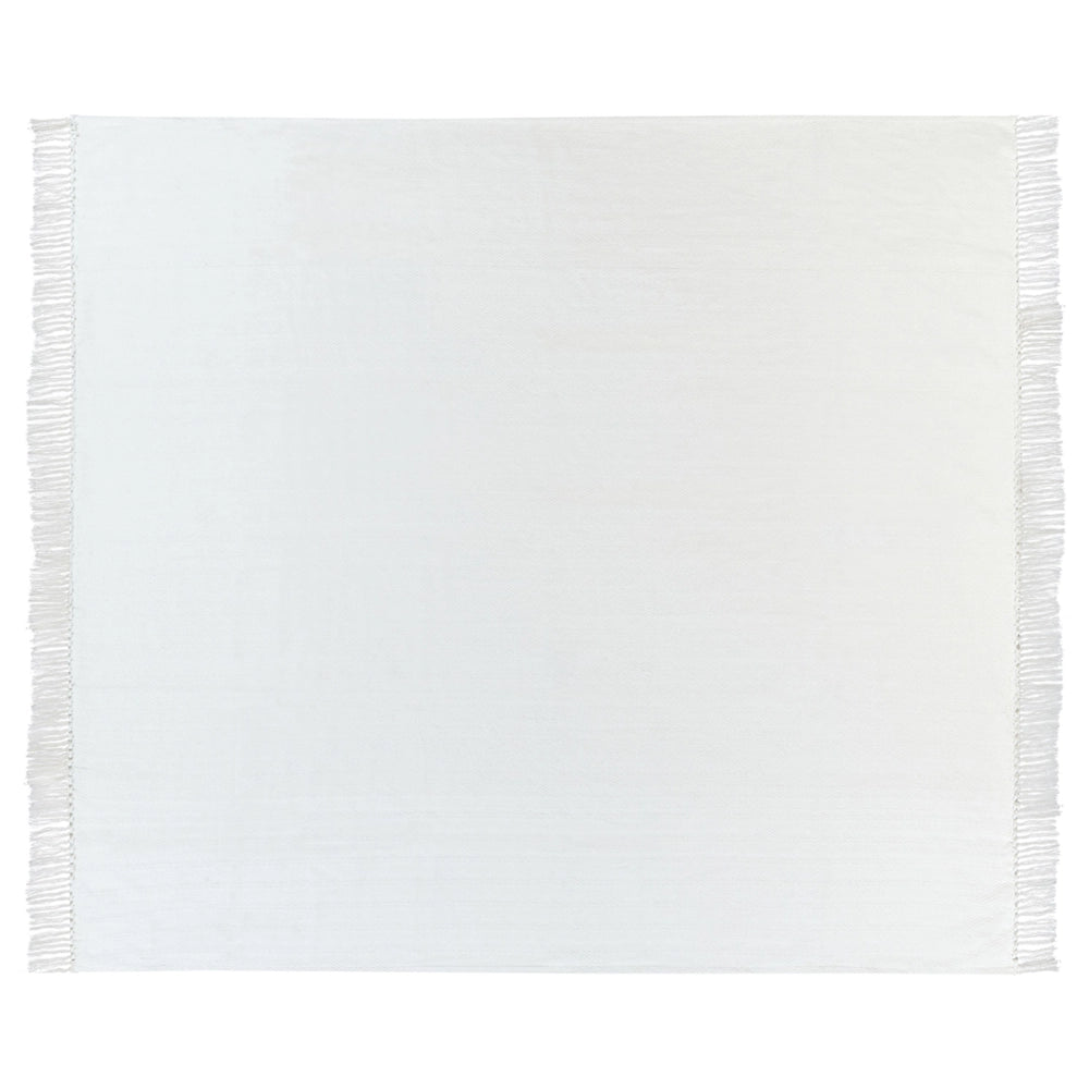 Coperta in cotone bianco 220 x 240 cm decorativa con frange a motivo Chevron Camera da letto Soggiorno