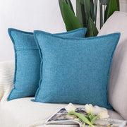 Set di 2 cuscini in lino a pois per divano e camera da letto, copricuscino morbido decorativo quadrato blu 55x55 cm