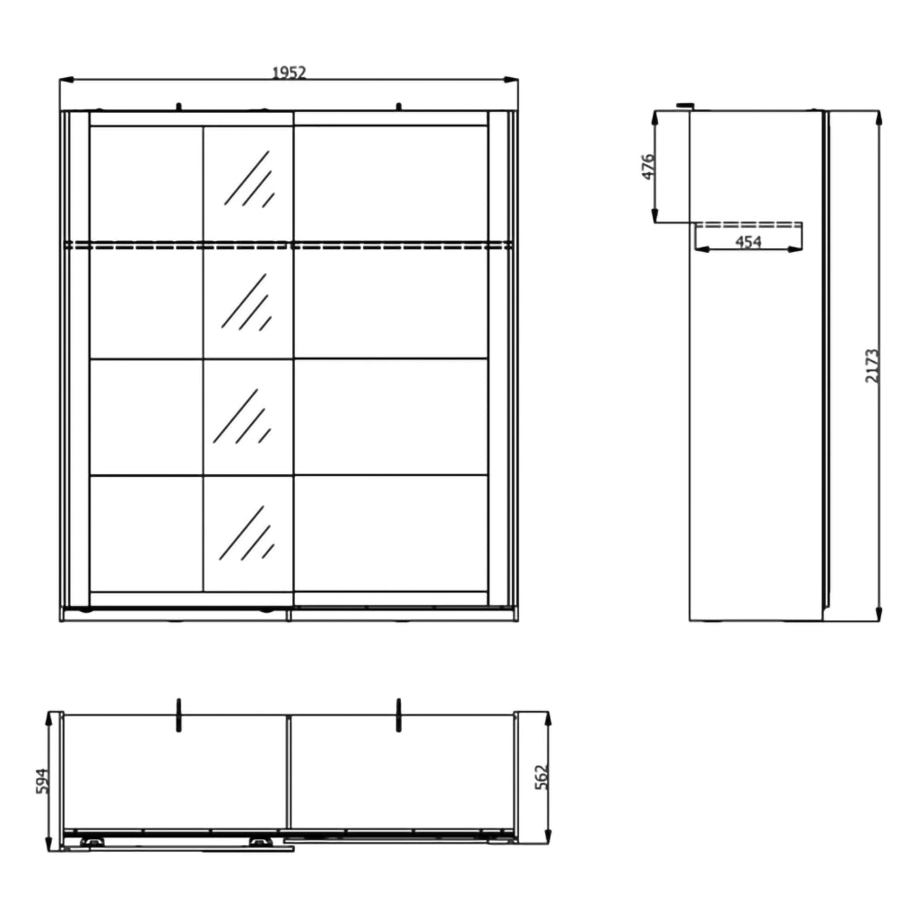 Armadio Camera da Letto Bujumb, Guardaroba 2 Ante 2 Ripiani, 195x218h cm Bianco Opaco