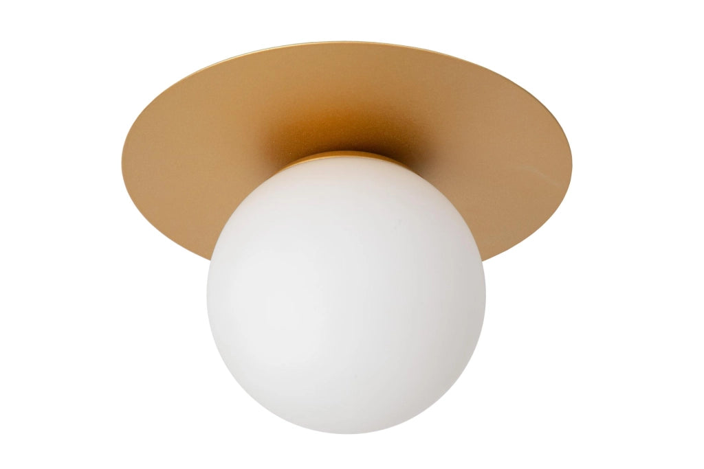 Plafoniera sfera vetro opale ottone Tricia E27 15W