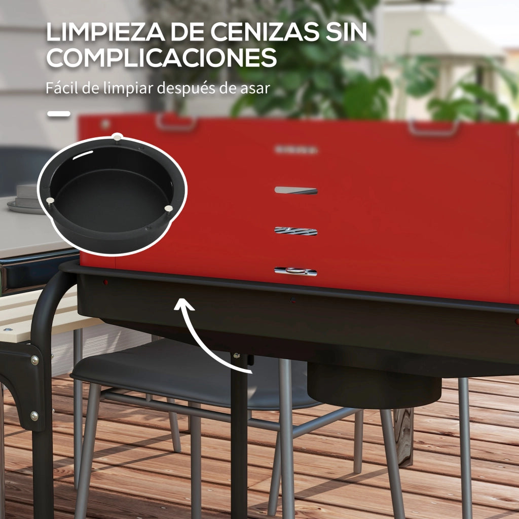 Barbacoa a Carbone con Ruote ¨C zephmum ¨C Griglia Regolabile, Grigio e Nero 103x47x95 cm
