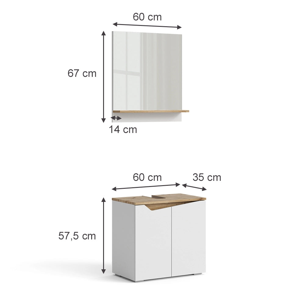 Vicco Set di mobili da bagno Bianco 2 parti