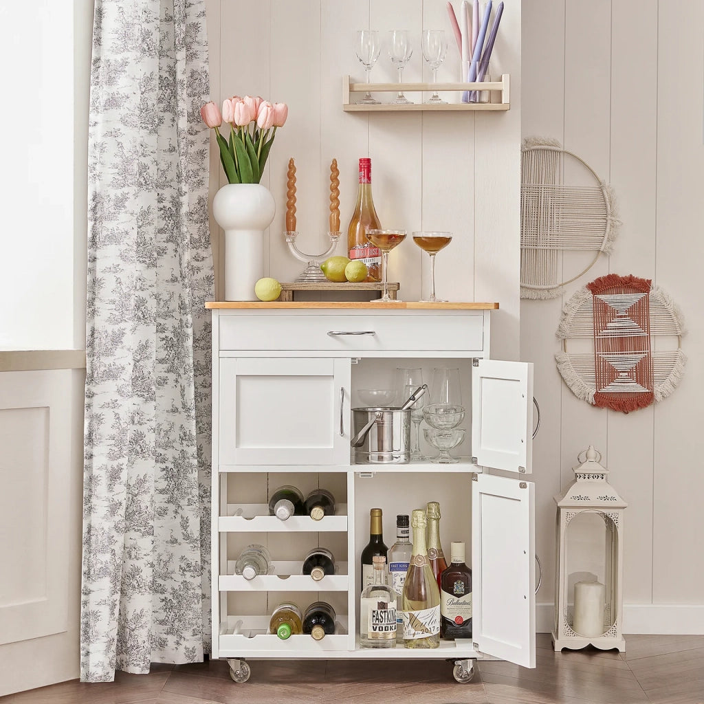 Carrello di servizio Credenza in legno mobile cucina Bianco FKW45-WN