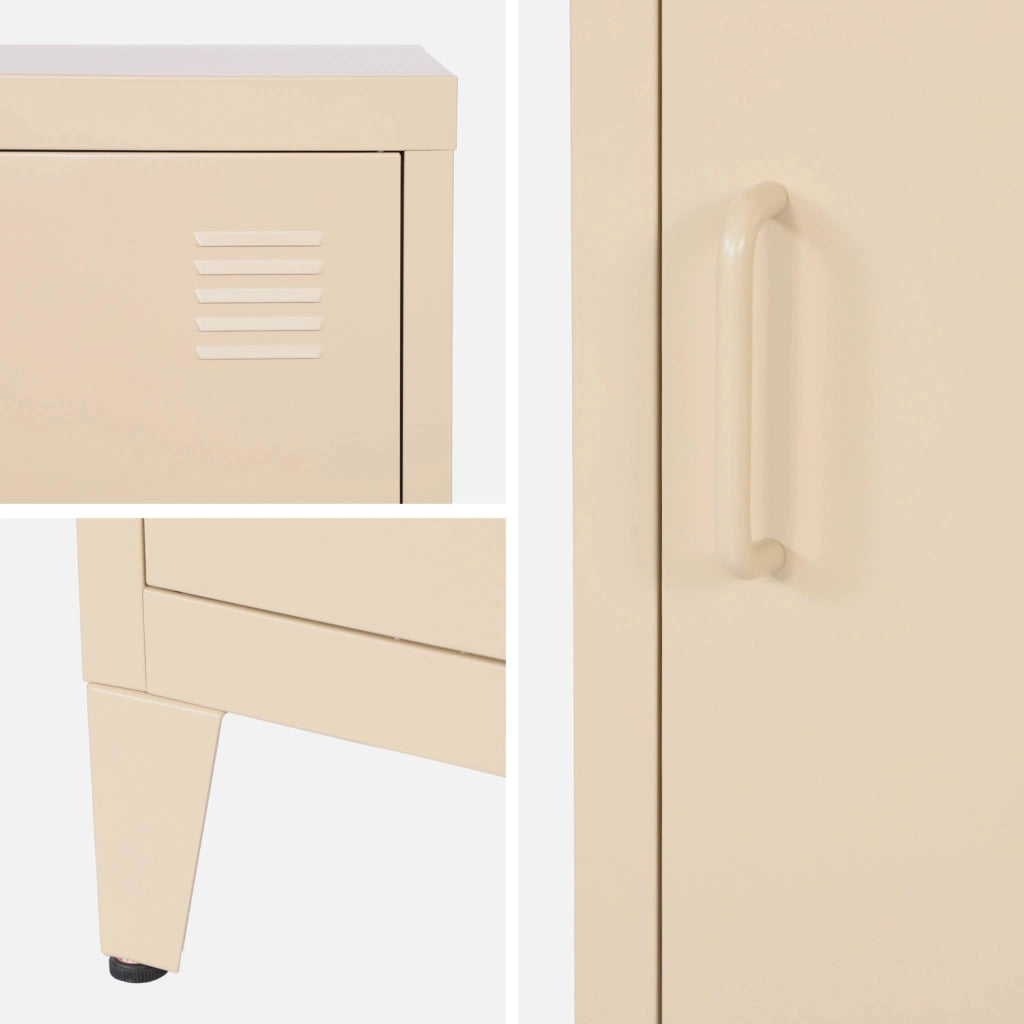 Set 2 comodini industriali, 1 anta, beige