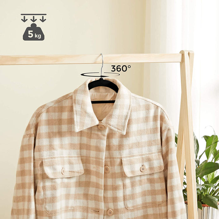 Grucce per abiti Valora in velluto nero 50 pezzi con ganci rotanti