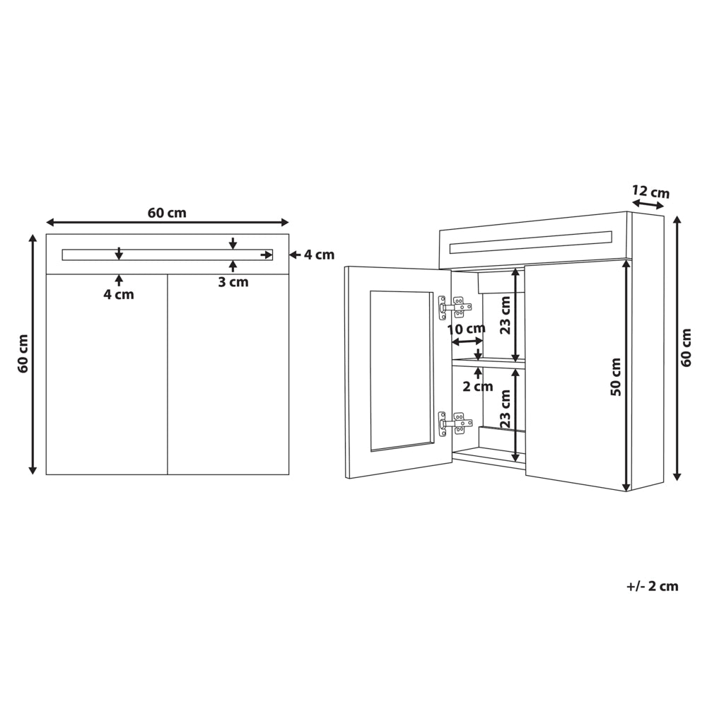 Specchiera da bagno in vetro nero e legno ingegnerizzato con LED 60 x 60 cm Design moderno