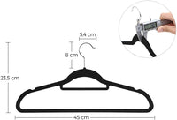 Grucce per abiti Valora in velluto nero 50 pezzi con ganci rotanti