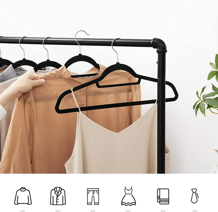 Grucce per abiti Valora in velluto nero 50 pezzi con ganci rotanti