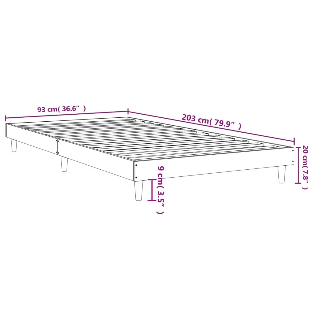 Letto singolo | Letto per adulti | Giroletto senza Materasso Rovere Marrone 90x200cm in Truciolato