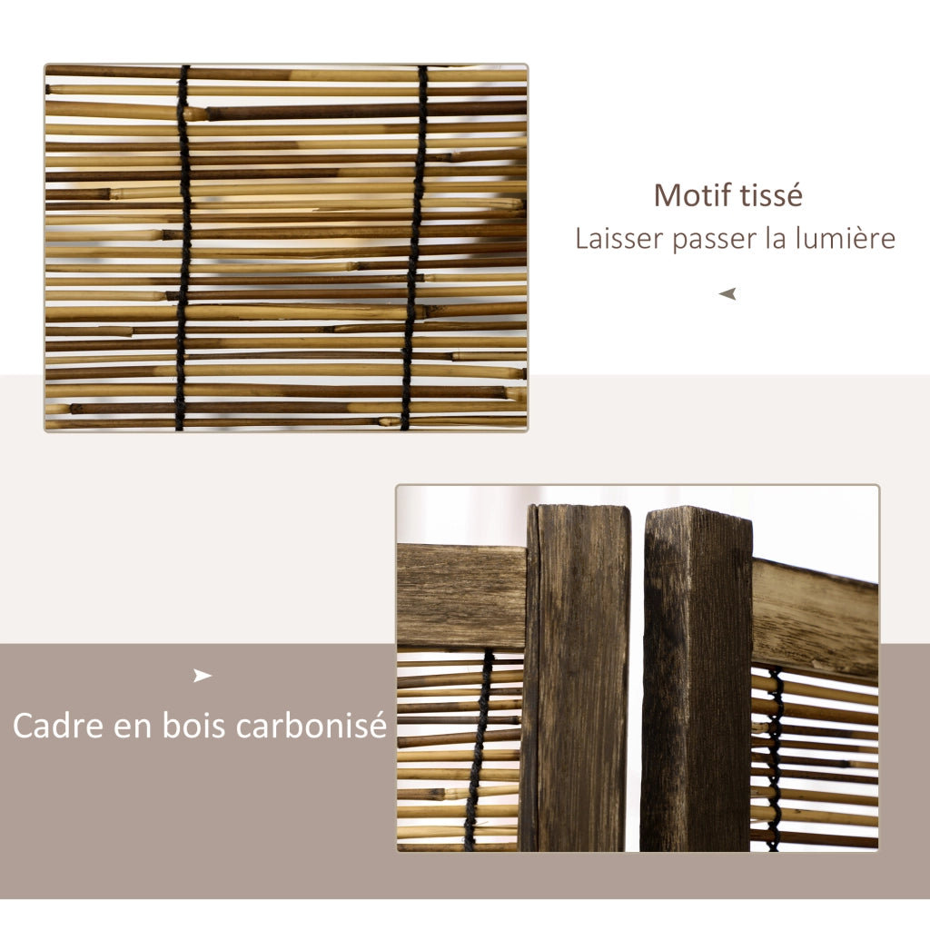 Paravento in Legno 4 Ante Pieghevole ¨C Zephmum ¨C Naturale 160x170 cm