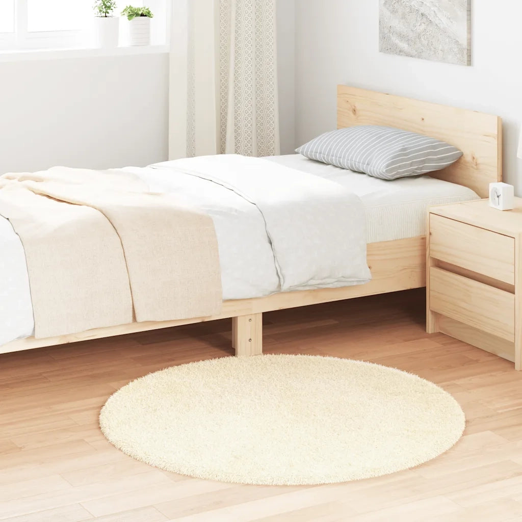 Tappeto Shaggy a Pelo Lungo NAVARRA Crema 100x100 cm poliestere