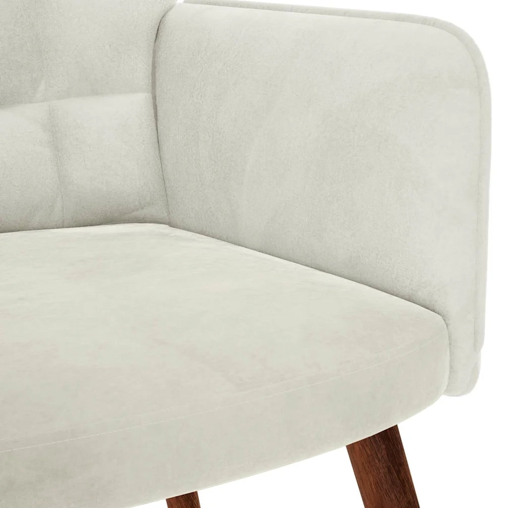 Divano Sedia-Poltrona Relax con Sgabello in Velluto Crema