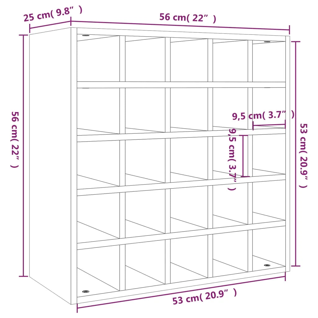 Mobiletto per vino bianco 56x25x56 cm in legno massello di pino 821538
