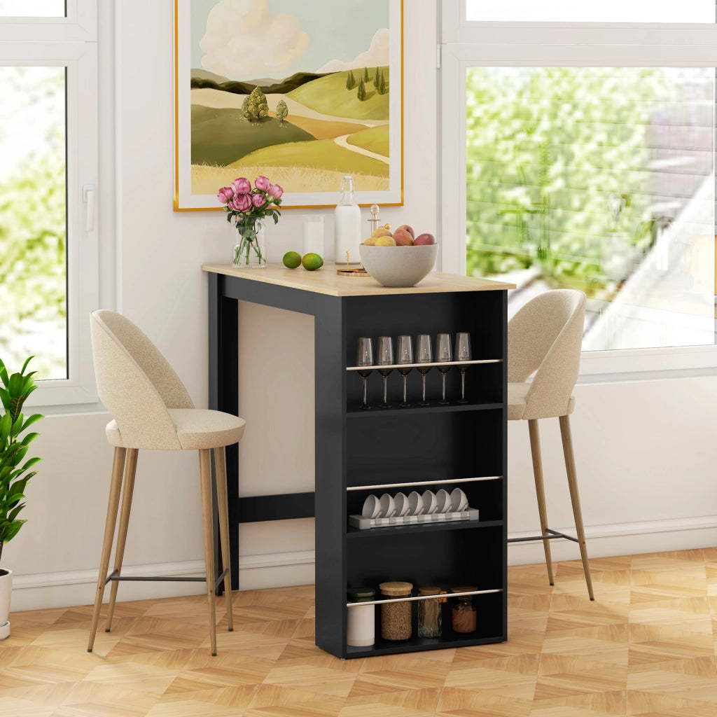 Tavolo da bar ¨C zephmum ¨C nero e naturale 112x57x106 cm