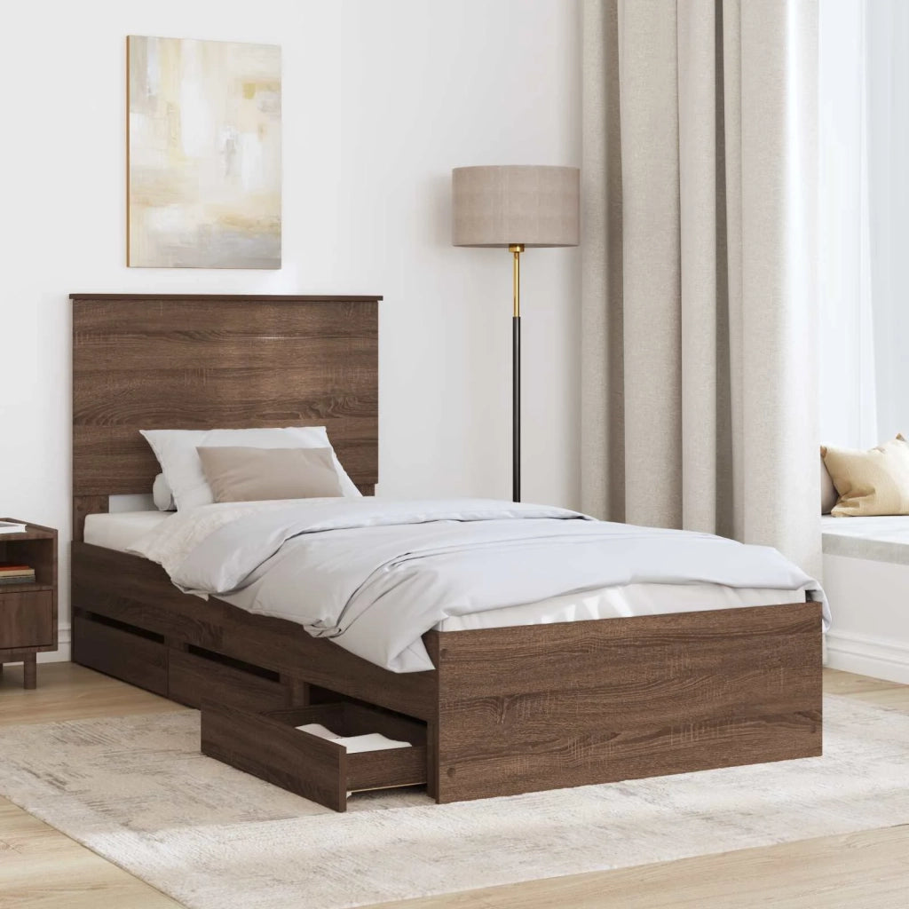 Struttura del letto con cassetto Rovere Marrone 75 x 190 cm