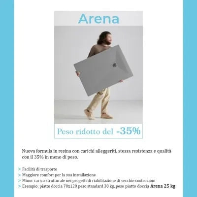 Piatto doccia 70x140 cm grigio effetto pietra in resina riducibile Karen